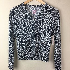 NWT Snow Leopard Long Sleeve Cardigan Size Large